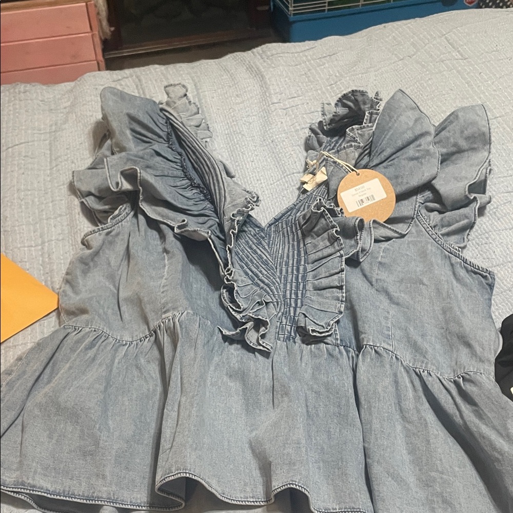 Ruffled Denim Top